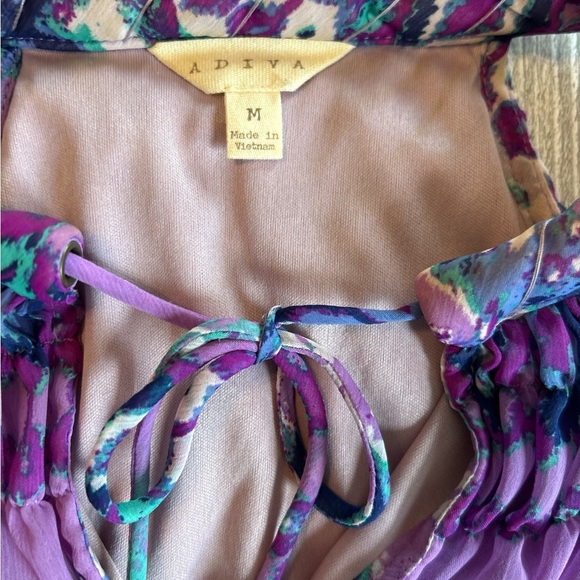 Anthropologie Adiva Purple Boho Pattern Halter Style Top Front Tie Lined Medium. - Picture 5 of 10